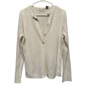 Vintage 90’s/Y2K Era Studio Works Cream Women's Cardigan Sweater Size Medium